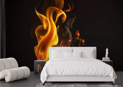 Hot chili pepper on fire on black background. Wall mural