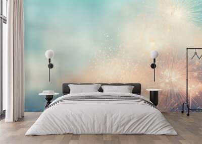 new years eve celebrations, with vibrant multicolored fireworks display against dark backdrop. gold  Wall mural