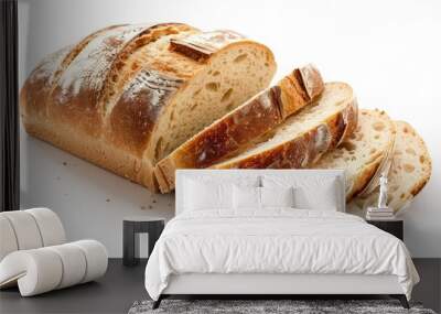 sliced loaf of bread isolated on a white background Wall mural