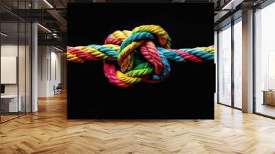 Together, diverse teamwork strength support unity communicate team rope connect partnership , Empower power cooperation background color concept symbolizing the power and strength community. pride Wall mural