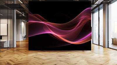 Wave sound pattern on black background, with magenta radio waves. Music concept. Technology digital Waves background banner background concept, motion waving particle texture Wall mural