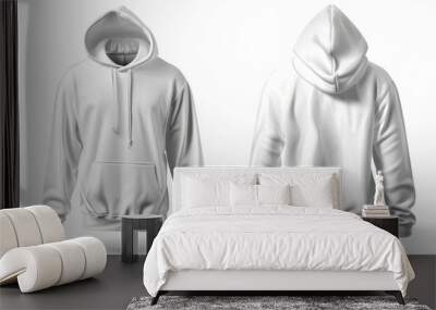 white hoodie hoody template vector illustration isolated on white background front and back view Wall mural