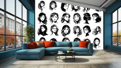 Woman Face silhouette vector illustration style with white background Wall mural