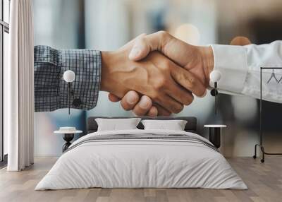 Businessmen making handshake with partner Wall mural