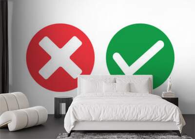 Check marks. Tick and cross vector icons. Wall mural