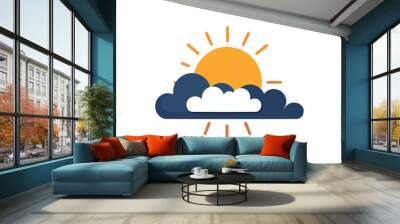 Cloud sun color icon vector, isolated on white background. Beautiful cloud sun icon. Wall mural