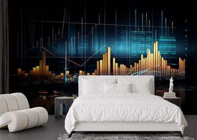 financial stock market graph on technology abstract background Wall mural