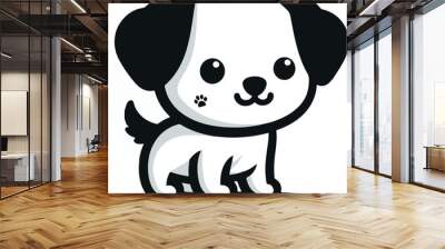 Cute Baby Dog Silhouettes Vector Wall mural