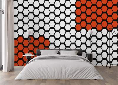 orange and  white hexagon shapes pattern HD wallpaper and vector Wall mural