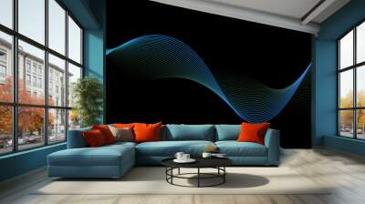 Abstract light line waves in dark background,Creative neon colors. Modern abstract background.Modern blue moving lines design element. Futuristic technology concept,twisted curve lines with blend eff Wall mural