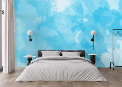 beautiful soft cloudy sky blue watercolor background.hand painted blue watercolor texture, Beautiful bright blue paper texture,Beautiful grunge blue background with space and for making graphics desig Wall mural