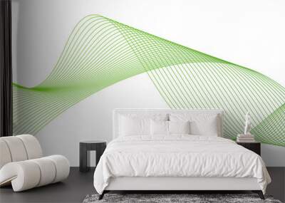 Transparent horizontal green wave on white background.Modern simple halftone wavy lines template design.Vector abstract graphic design Banner Pattern background template. Wall mural