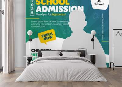 School Admission social media post, Back to school admission social media post, promotional discount banner template design.  Wall mural