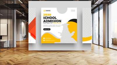 School admission social media post banner design. Back-to-school social media post banner design set. minimalist Back to school admission promotion banner. Back to school banner design ad Wall mural