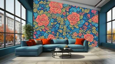 seamless pattern with flowers Wall mural