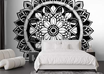 Flower clipart vector design black and white Wall mural