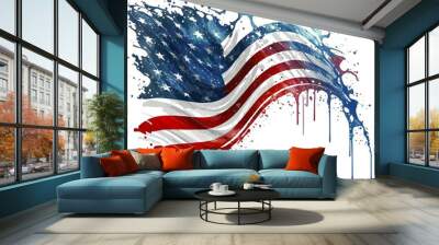 watercolor American flag background illustration, 4th of july graphics element, generative ai Wall mural