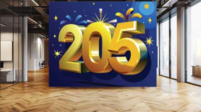 Happy New year card Style vector Wall mural