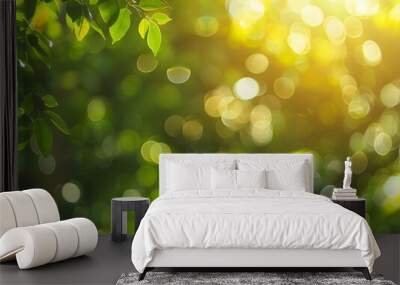 Sunlit Green Bokeh Background for Design Wall mural