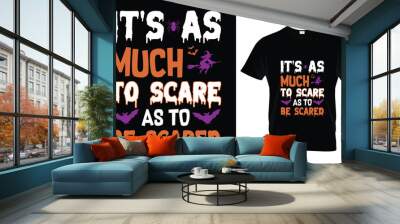 Halloween t-shirt design costume creative Eye-catching high-quality Illustration Black cat Pumpkin, Scary trendy graphic badge typography quote t-shirt design vector. Ready for print, tee, template Wall mural