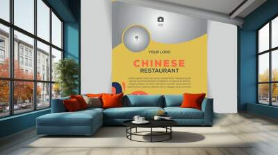 Vector restaurant flyer template with photo Wall mural