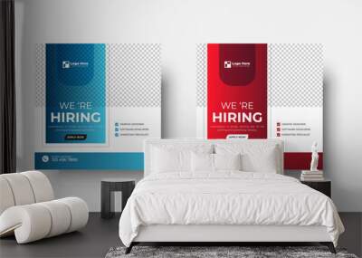 We are hiring job vacancy social media post or square web banner template design Wall mural