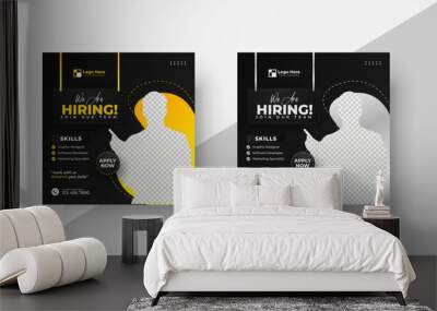 We are hiring job vacancy social media post or square web banner template with two color variation  Wall mural