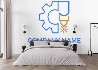 wood cutting logo Wall mural