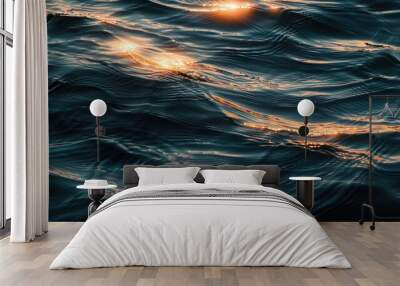 Golden Reflections on Water Surface Wall mural