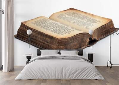 Open Aged Book with Leather Cover Wall mural