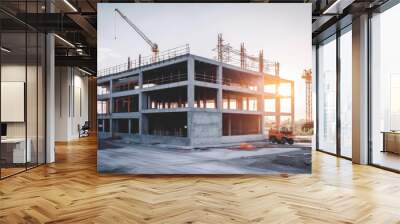 modern concrete and steel building construction site Wall mural