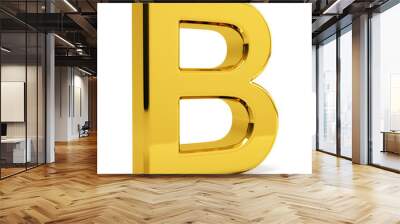 B letter 3d render. Golden letter B isolated on white background Wall mural