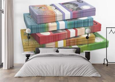 Stacks of Australian Dollar currency banknotes Wall mural