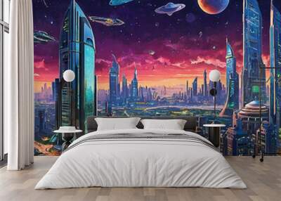 Futuristic planet earth Science Fiction Day Wall mural