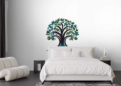 Premium tree logo design_modern tree logo design Wall mural