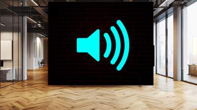 Audio speaker volume icon on black background. 3D Megaphone and Loudspeaker Icon: Amplifying Communication in Business, Leadership, and Technology Wall mural