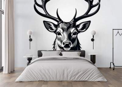 vector Deer head logo style, Generated AI Wall mural