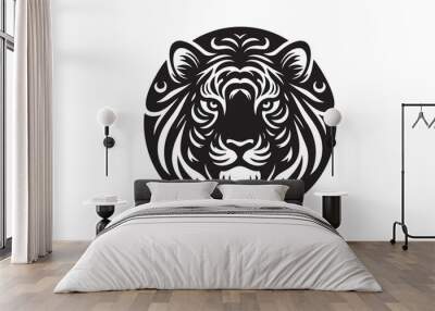 vector silhouette illustration of a tiger on white background Wall mural