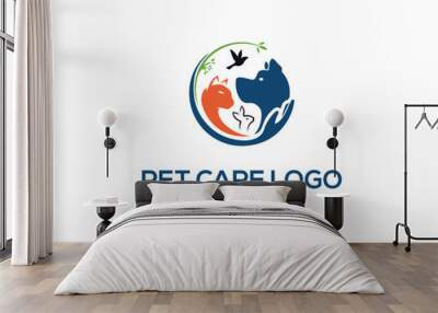 Pet care or Animal care logo icon design concept vector template illustration. Wall mural