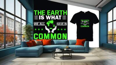 THE EARTH IS WHAT-Save the planet lettering font. Environmental holiday typography. Banner, poster, sticker.Print for t-shirt, eco bag, mug. Vecto Wall mural