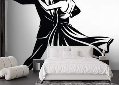  Couple dancing ballroom dance, vector logo illustration silhouette Wall mural