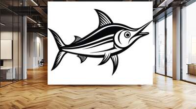 Atlantic swordfish,vector illustration, black silhouette Wall mural