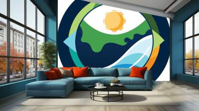 Earth logo icon with hill star design sample mountain logo design  Wall mural