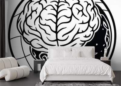 human brain vector design illustration logo design minimalist modern professional logo  Wall mural