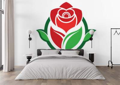 Red rose logo design, black rose sample template Wall mural