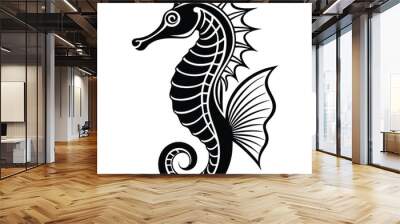 seahorse silhouette vector design icon flat illustration logo clipart Wall mural