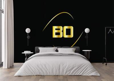 B O letter logo monogram design on black color background Wall mural