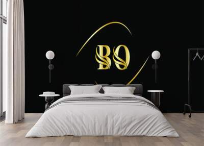 B O letter logo monogram design on black color background Wall mural