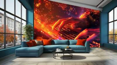 Digital Abstract IT Futuristic Modern network,pattern ,circuit,global etc. Technology Bacground AI Wall mural