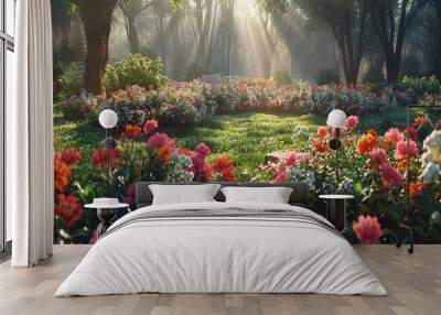 view of beautiful flower plants sky in the morning background wallpaper design 
 Wall mural